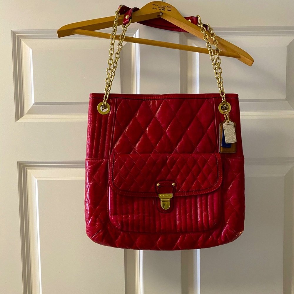 Coach Tote/Purse - Quilted Red Poppy